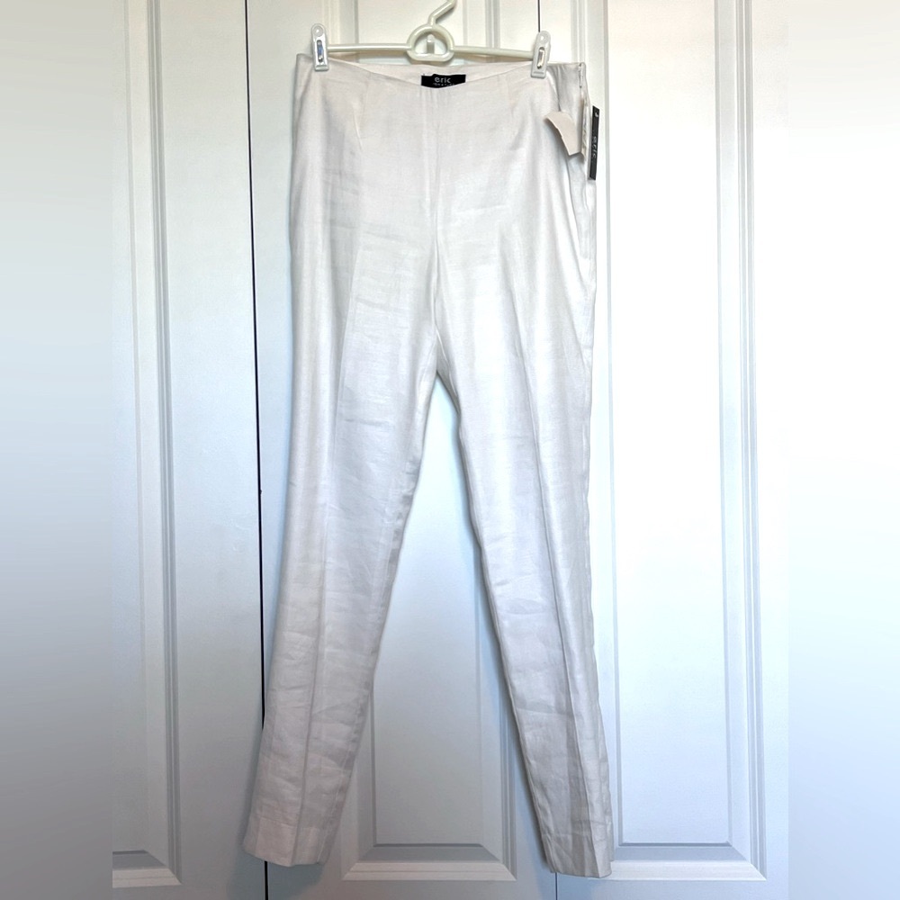NWT ~ Eric Signature White lined linen pants